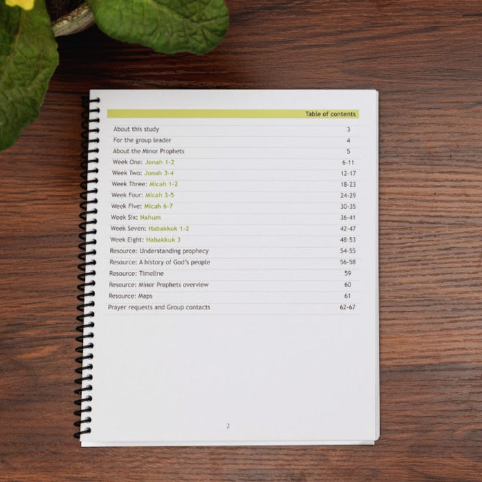 Table of contents from Listen and Obey workbook